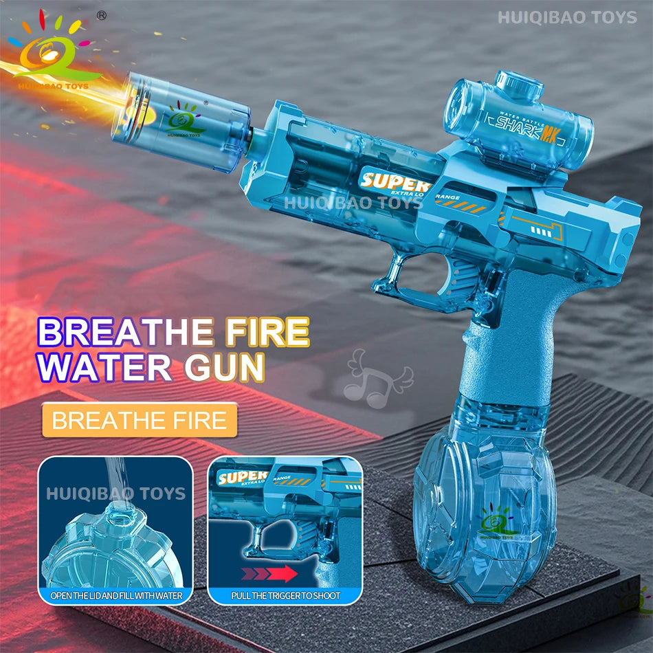 HUIQIBAO pistolet à eau à impulsion électrique capteur de flamme simulé lumière entièrement automatique combat jouet pistolet à eau jouets de plage en plein air adulte