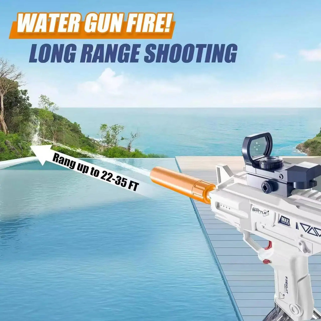 Pistolet à eau électrique de style Uzi - Tir automatique avec ensemble d'accessoires, jouet pour les combats aquatiques en plein air en été, plage, cadeaux