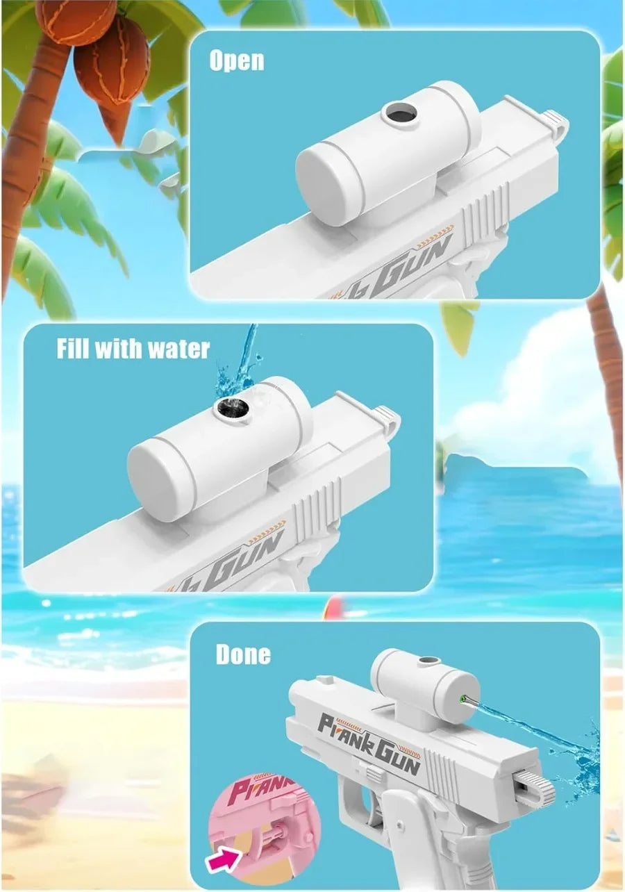Pistolet à eau de farce, 2 voies, non électrique, haute pression, tir automatique double face, jouet de plage pour enfants et adultes