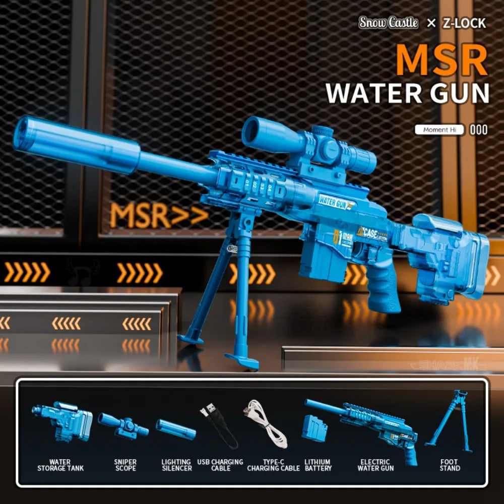 Pistolet à eau électrique avec mode manuel et automatique, lumière activée, jouet à jet longue portée pour enfants et adultes, parfait pour la plage et la piscine