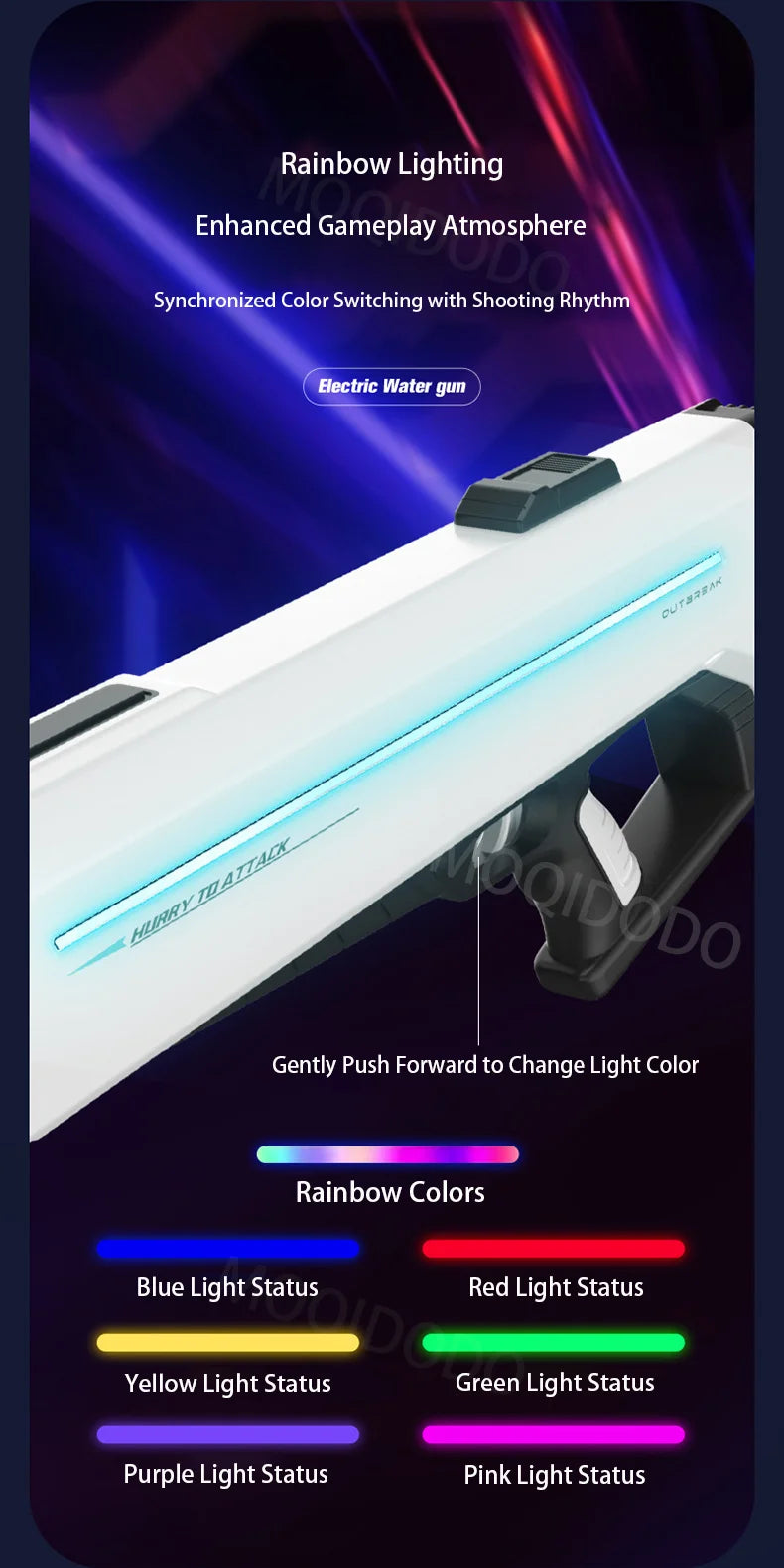 Pistolet à eau électrique puissant avec LED, grande pistolet à eau automatique à tir continu, jouet d'extérieur pour garçon et adulte