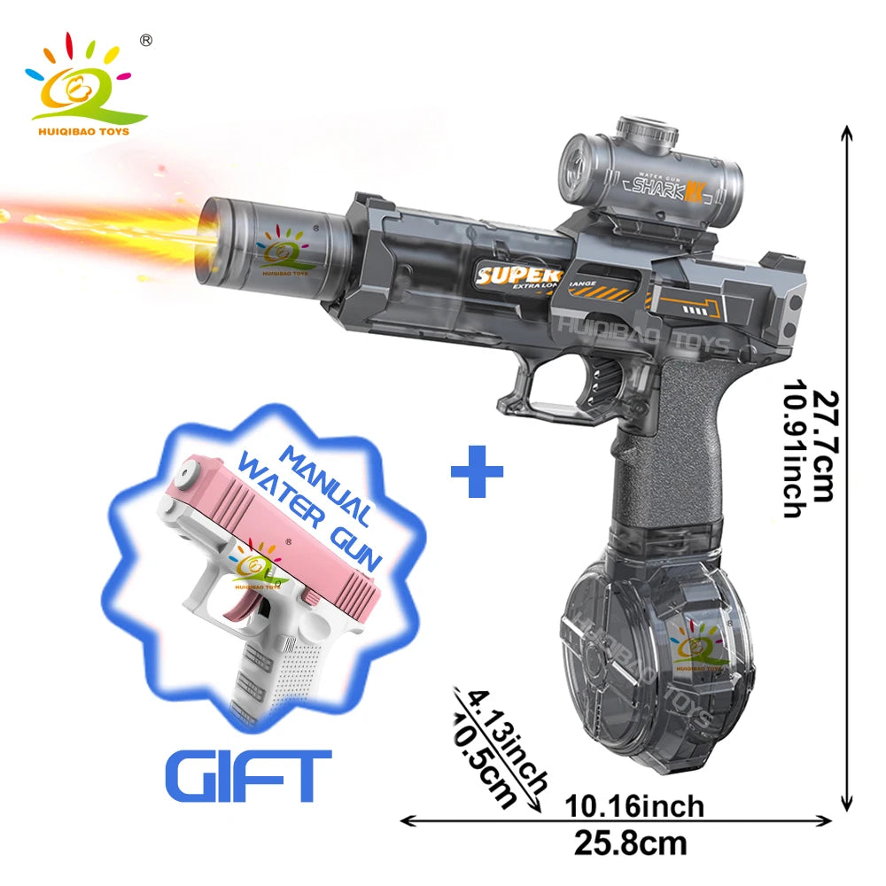 HUIQIBAO pistolet à eau à impulsion électrique capteur de flamme simulé lumière entièrement automatique combat jouet pistolet à eau jouets de plage en plein air adulte