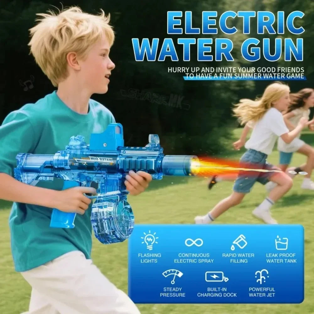 Pistolet à eau électrique M416, tir automatique à haute vitesse, pistolet à eau pour l'été, plage, piscine, fête, jouets aquatiques amusants pour enfants