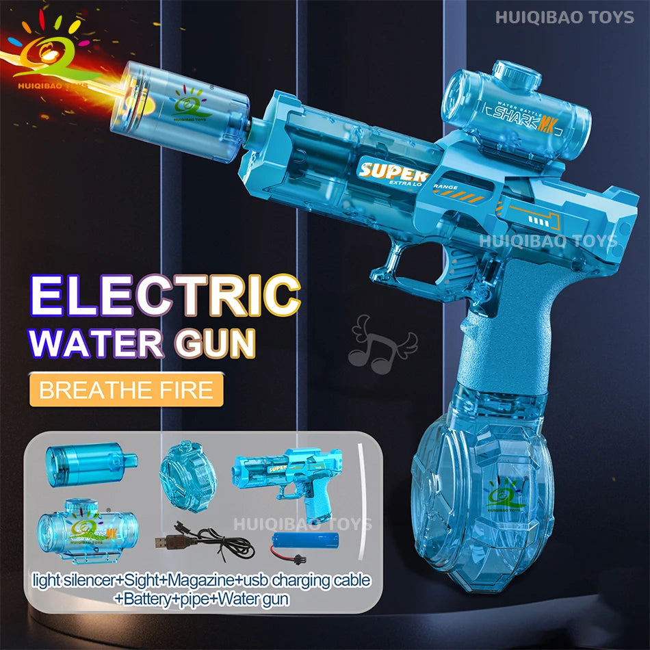 HUIQIBAO pistolet à eau à impulsion électrique capteur de flamme simulé lumière entièrement automatique combat jouet pistolet à eau jouets de plage en plein air adulte