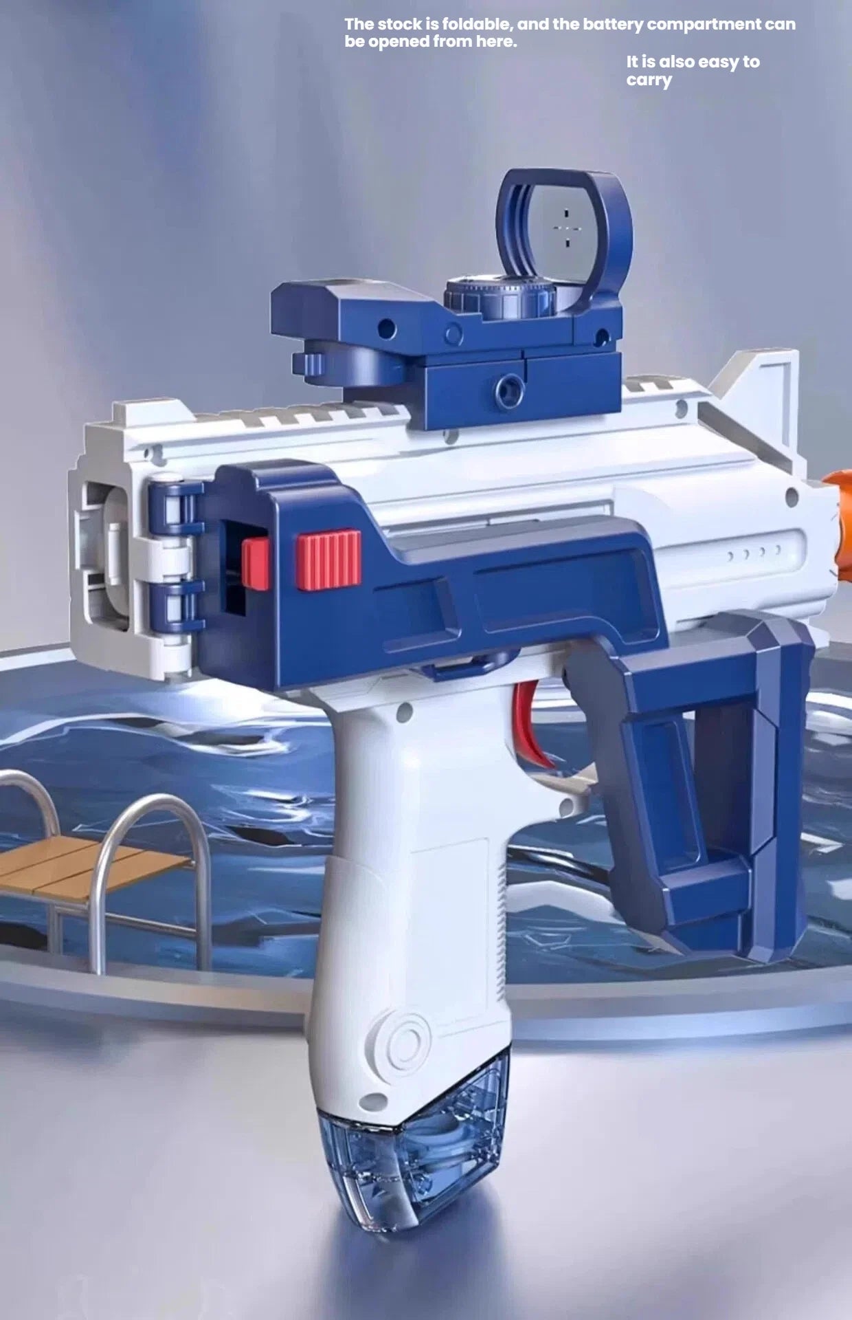 Pistolet à eau électrique de style Uzi - Tir automatique avec ensemble d'accessoires, jouet pour les combats aquatiques en plein air en été, plage, cadeaux