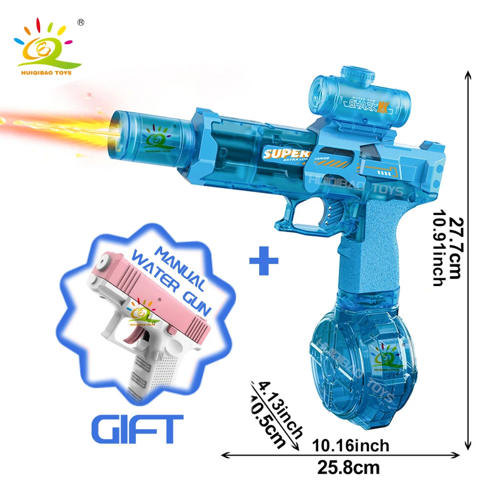 HUIQIBAO pistolet à eau à impulsion électrique capteur de flamme simulé lumière entièrement automatique combat jouet pistolet à eau jouets de plage en plein air adulte
