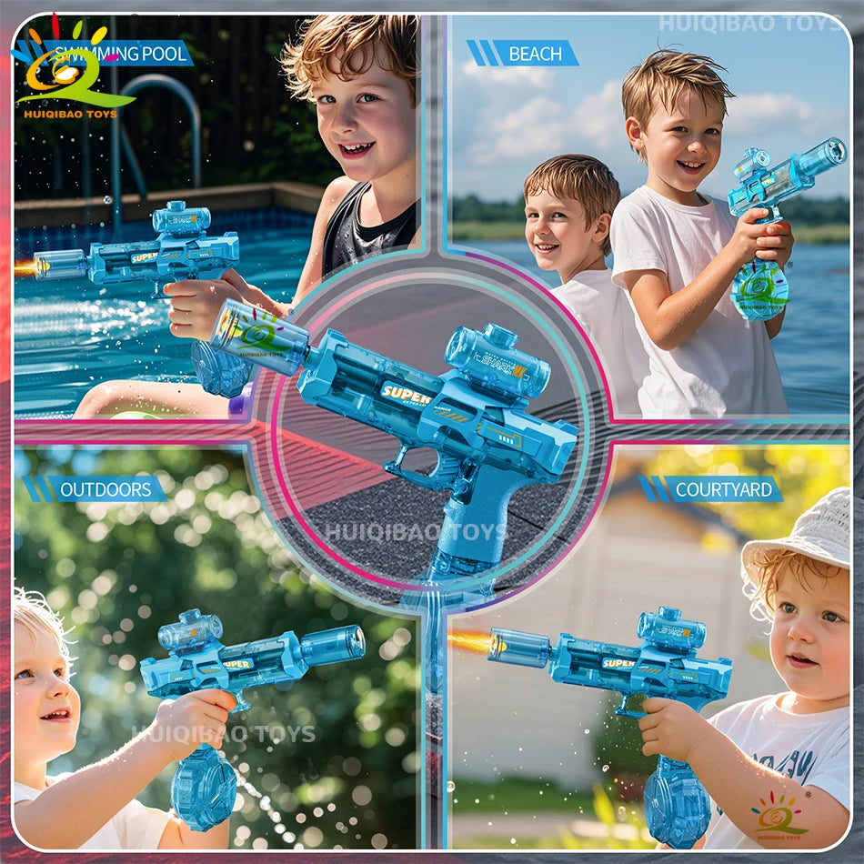 HUIQIBAO pistolet à eau à impulsion électrique capteur de flamme simulé lumière entièrement automatique combat jouet pistolet à eau jouets de plage en plein air adulte