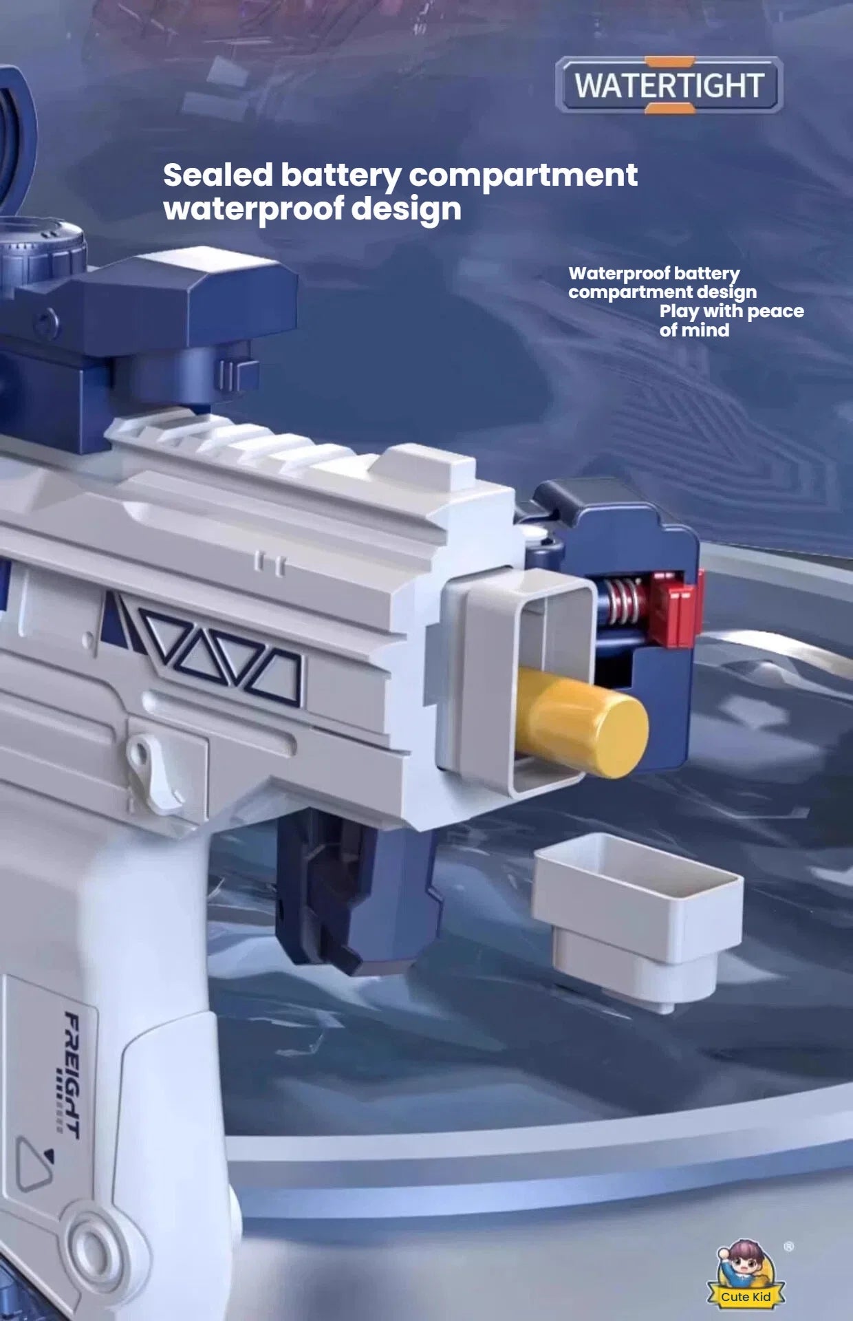 Pistolet à eau électrique de style Uzi - Tir automatique avec ensemble d'accessoires, jouet pour les combats aquatiques en plein air en été, plage, cadeaux