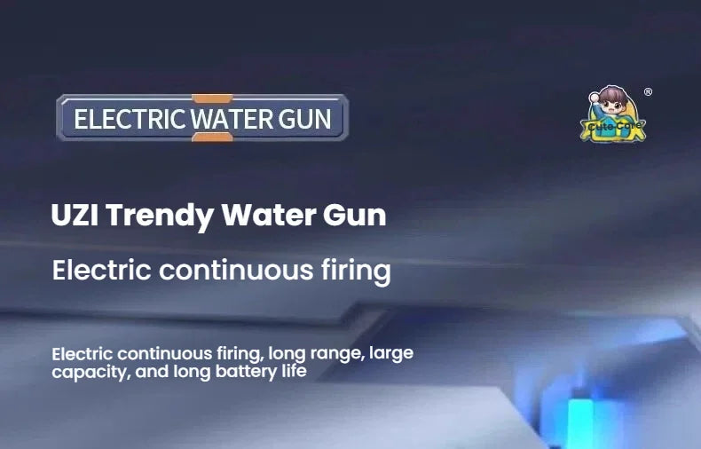 Pistolet à eau électrique de style Uzi - Tir automatique avec ensemble d'accessoires, jouet pour les combats aquatiques en plein air en été, plage, cadeaux