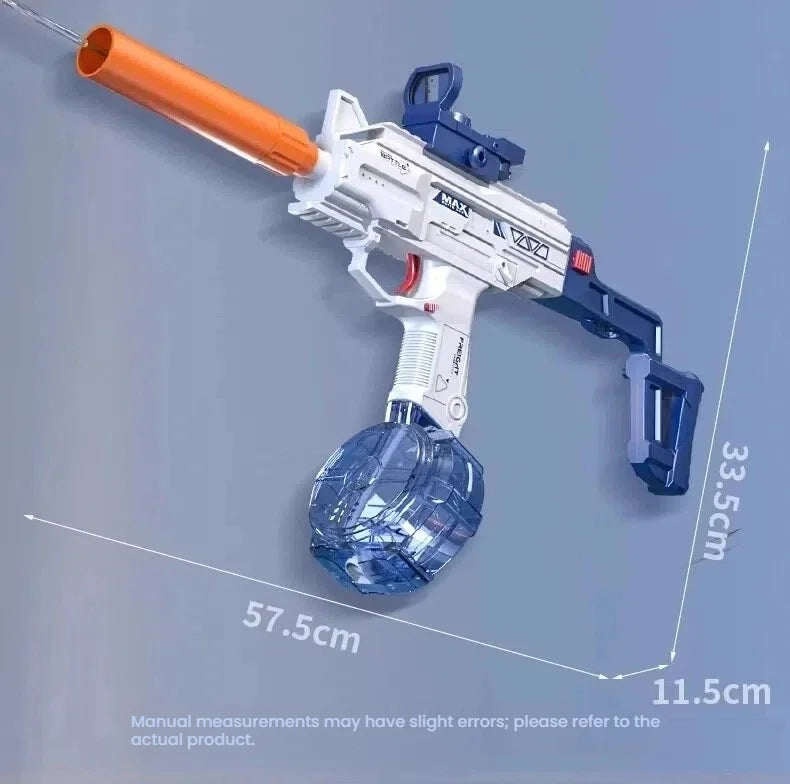Pistolet à eau électrique de style Uzi - Tir automatique avec ensemble d'accessoires, jouet pour les combats aquatiques en plein air en été, plage, cadeaux