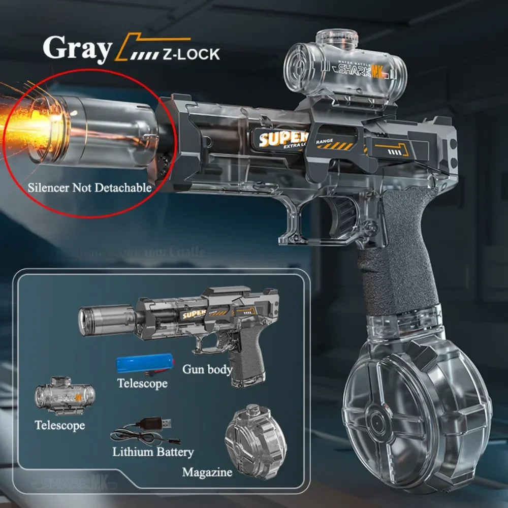 Pistolet à eau électrique M416, tir automatique à haute vitesse, pistolet à eau pour l'été, plage, piscine, fête, jouets aquatiques amusants pour enfants