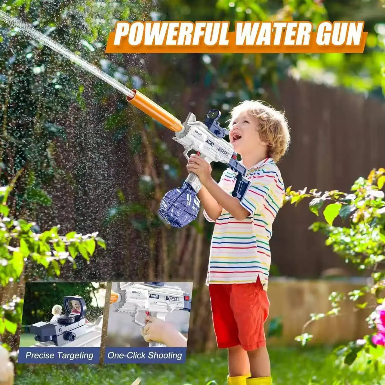 Pistolet à eau électrique de style Uzi - Tir automatique avec ensemble d'accessoires, jouet pour les combats aquatiques en plein air en été, plage, cadeaux