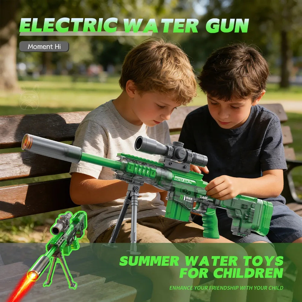 Pistolet à eau électrique avec mode manuel et automatique, lumière activée, jouet à jet longue portée pour enfants et adultes, parfait pour la plage et la piscine