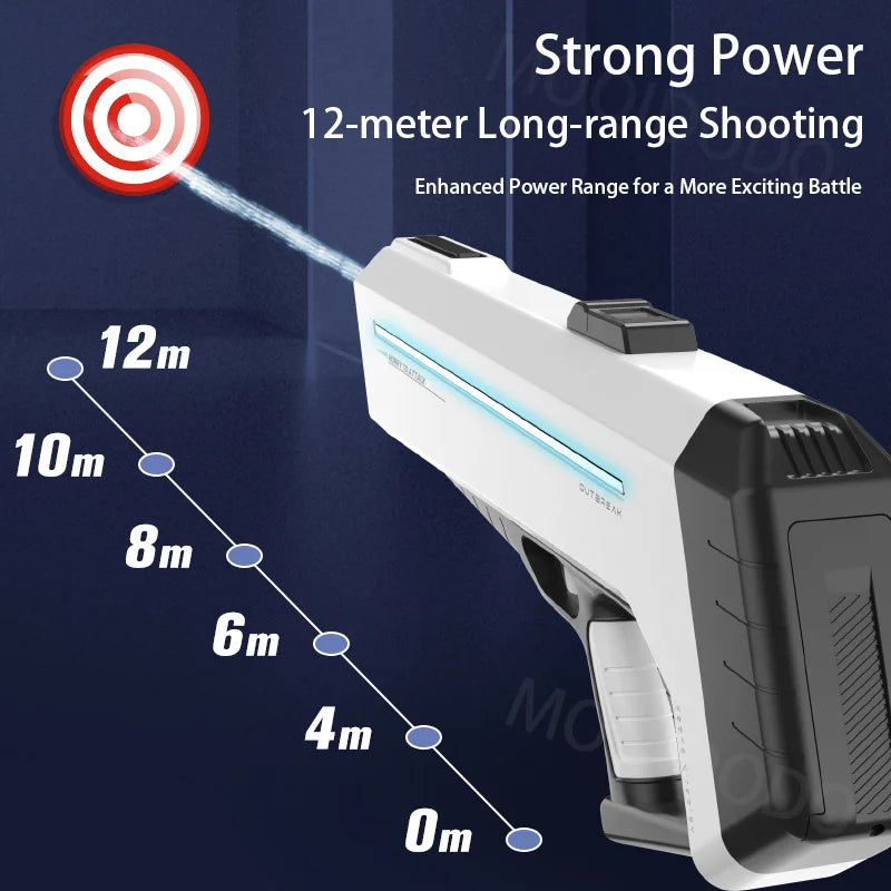 Pistolet à eau électrique puissant avec LED, grande pistolet à eau automatique à tir continu, jouet d'extérieur pour garçon et adulte