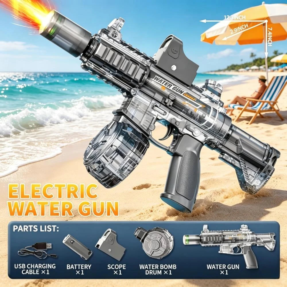 Pistolet à eau électrique M416, tir automatique à haute vitesse, pistolet à eau pour l'été, plage, piscine, fête, jouets aquatiques amusants pour enfants