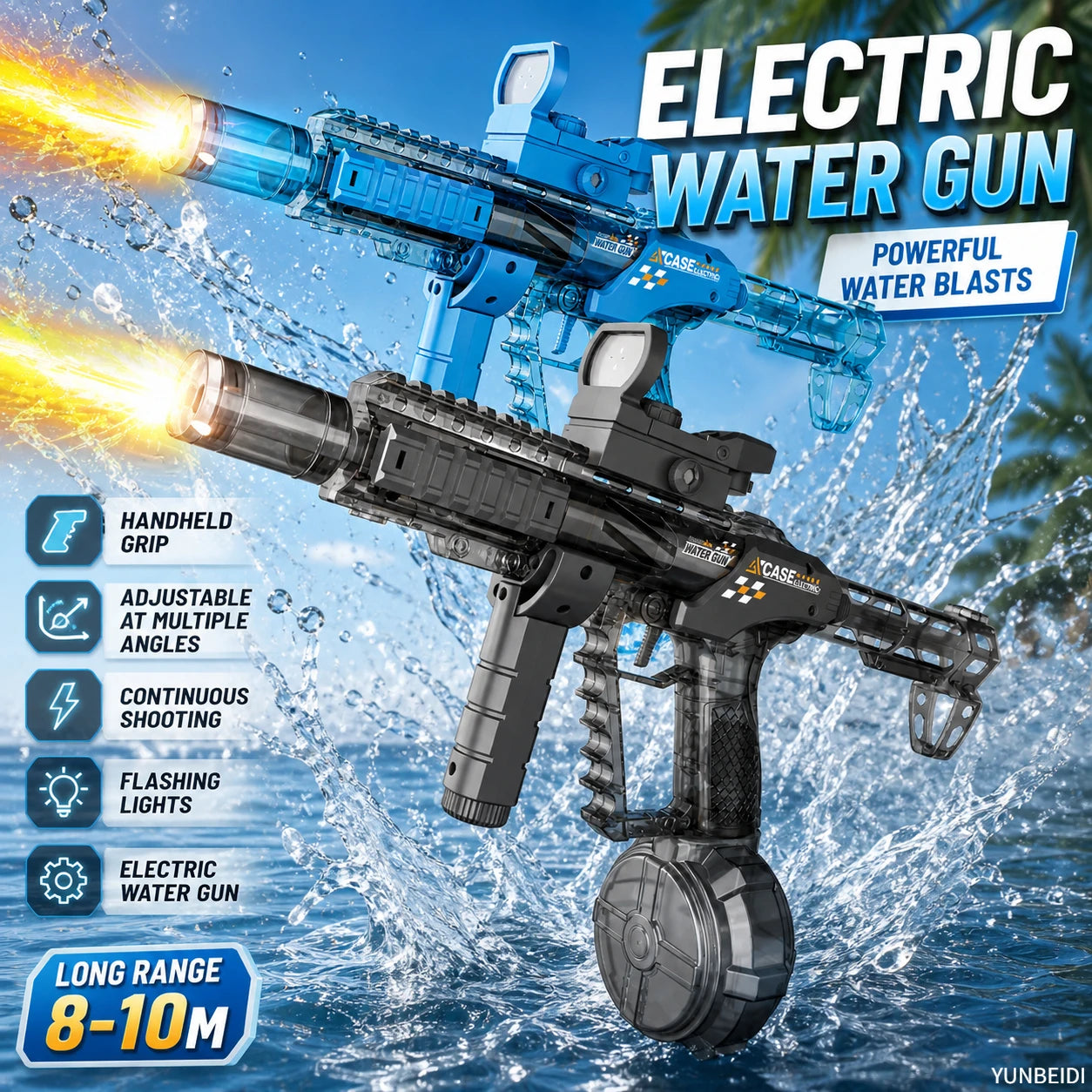 Pistolet à eau électrique LED longue portée