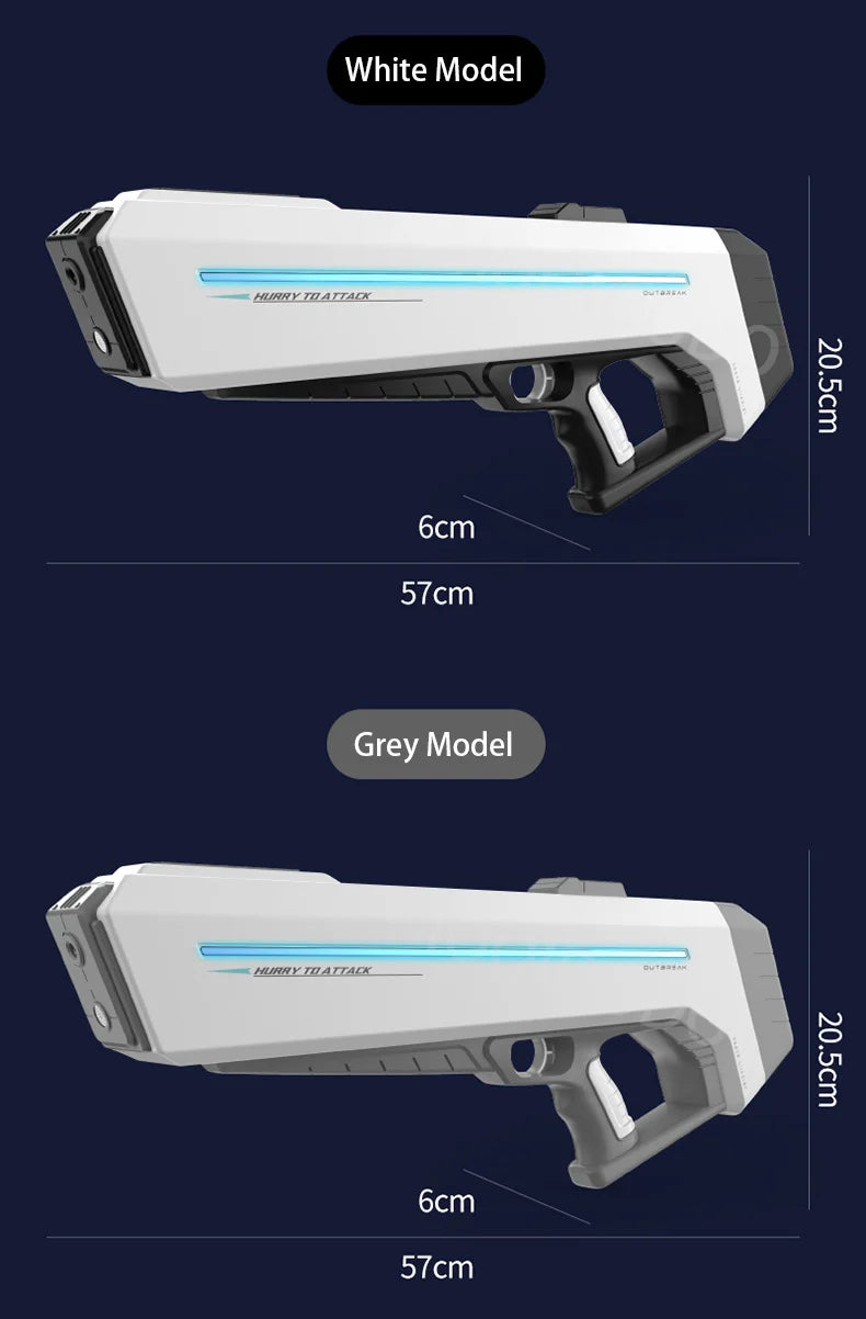 Pistolet à eau électrique puissant avec LED, grande pistolet à eau automatique à tir continu, jouet d'extérieur pour garçon et adulte