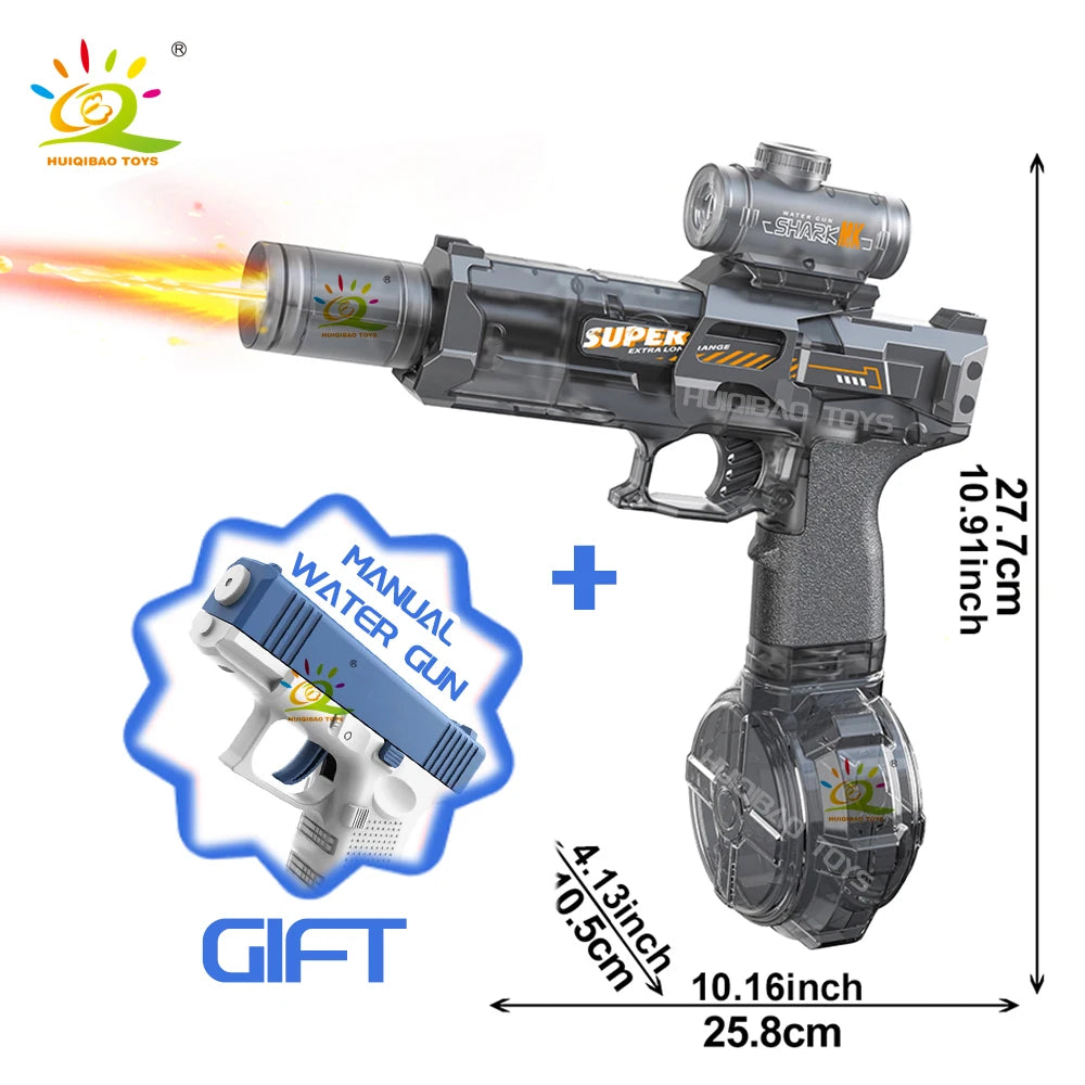 HUIQIBAO pistolet à eau à impulsion électrique capteur de flamme simulé lumière entièrement automatique combat jouet pistolet à eau jouets de plage en plein air adulte