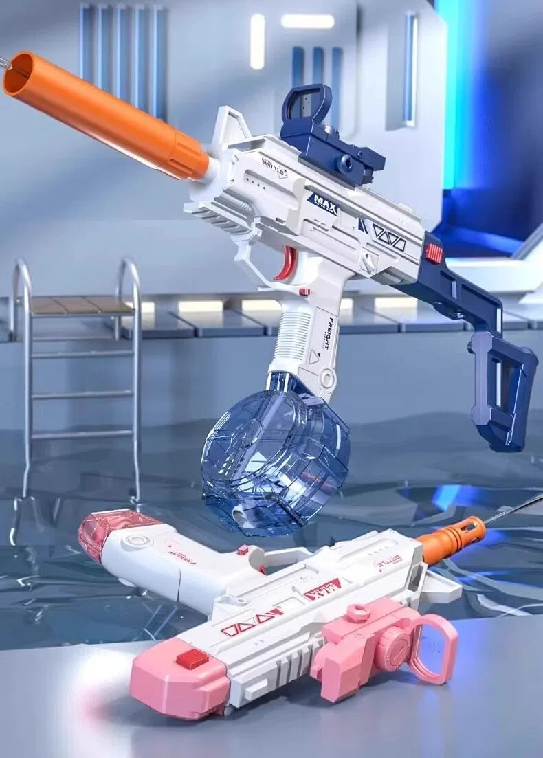 Pistolet à eau électrique de style Uzi - Tir automatique avec ensemble d'accessoires, jouet pour les combats aquatiques en plein air en été, plage, cadeaux