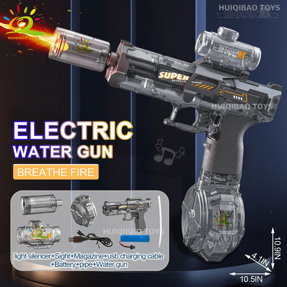 HUIQIBAO pistolet à eau à impulsion électrique capteur de flamme simulé lumière entièrement automatique combat jouet pistolet à eau jouets de plage en plein air adulte